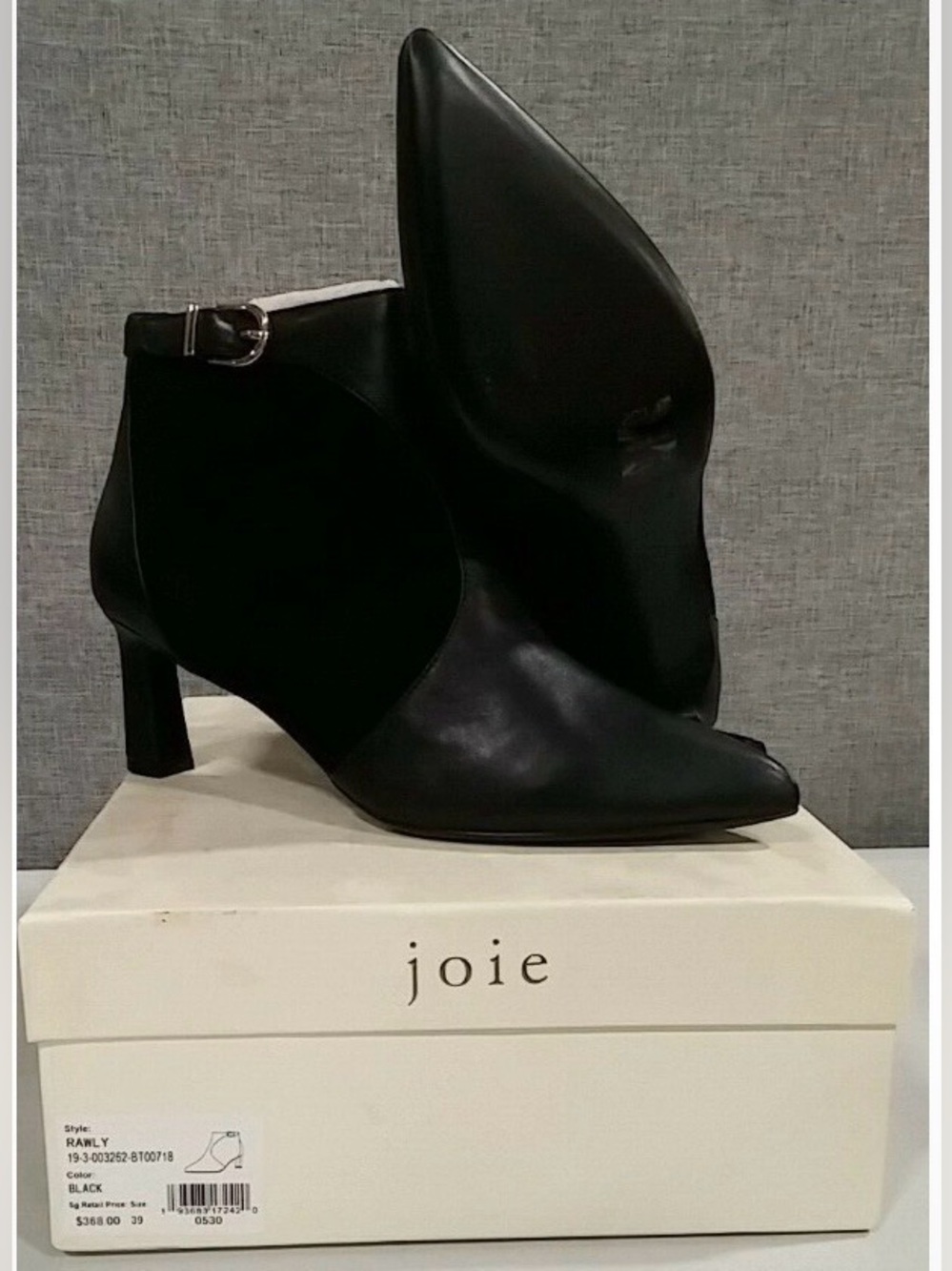 NWB Joie Women's Black Leather Suede Ankle Boots Heels Size 39/8.5